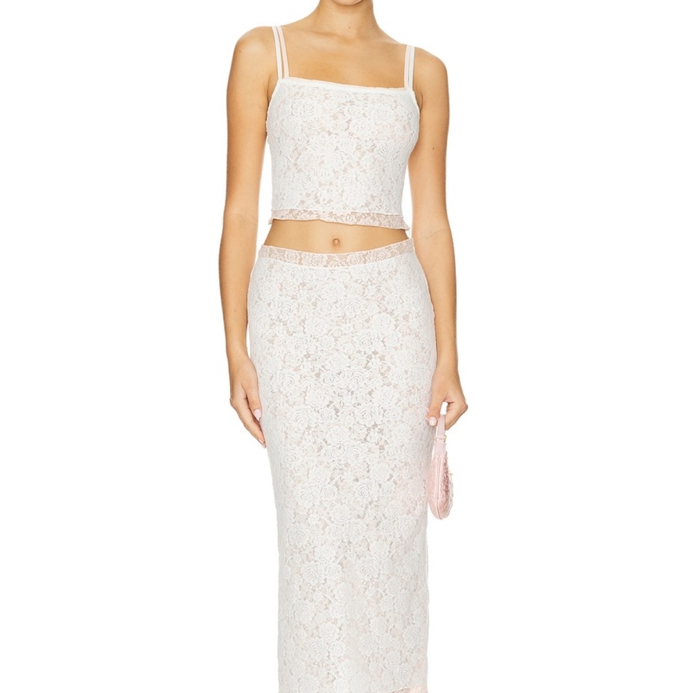 Superdown White Lace Two-Piece Set